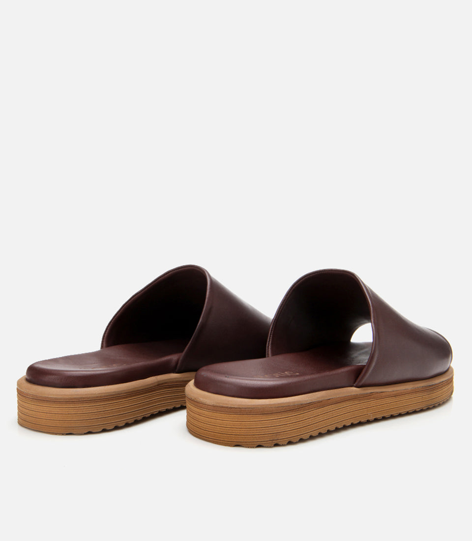 Men's Leather Sliders - Brown