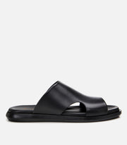 Men's Leather Sliders - Black