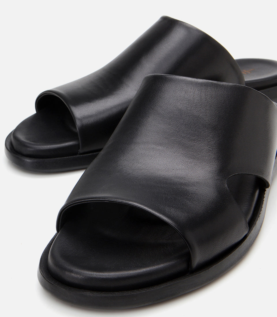 Men's Leather Sliders - Black