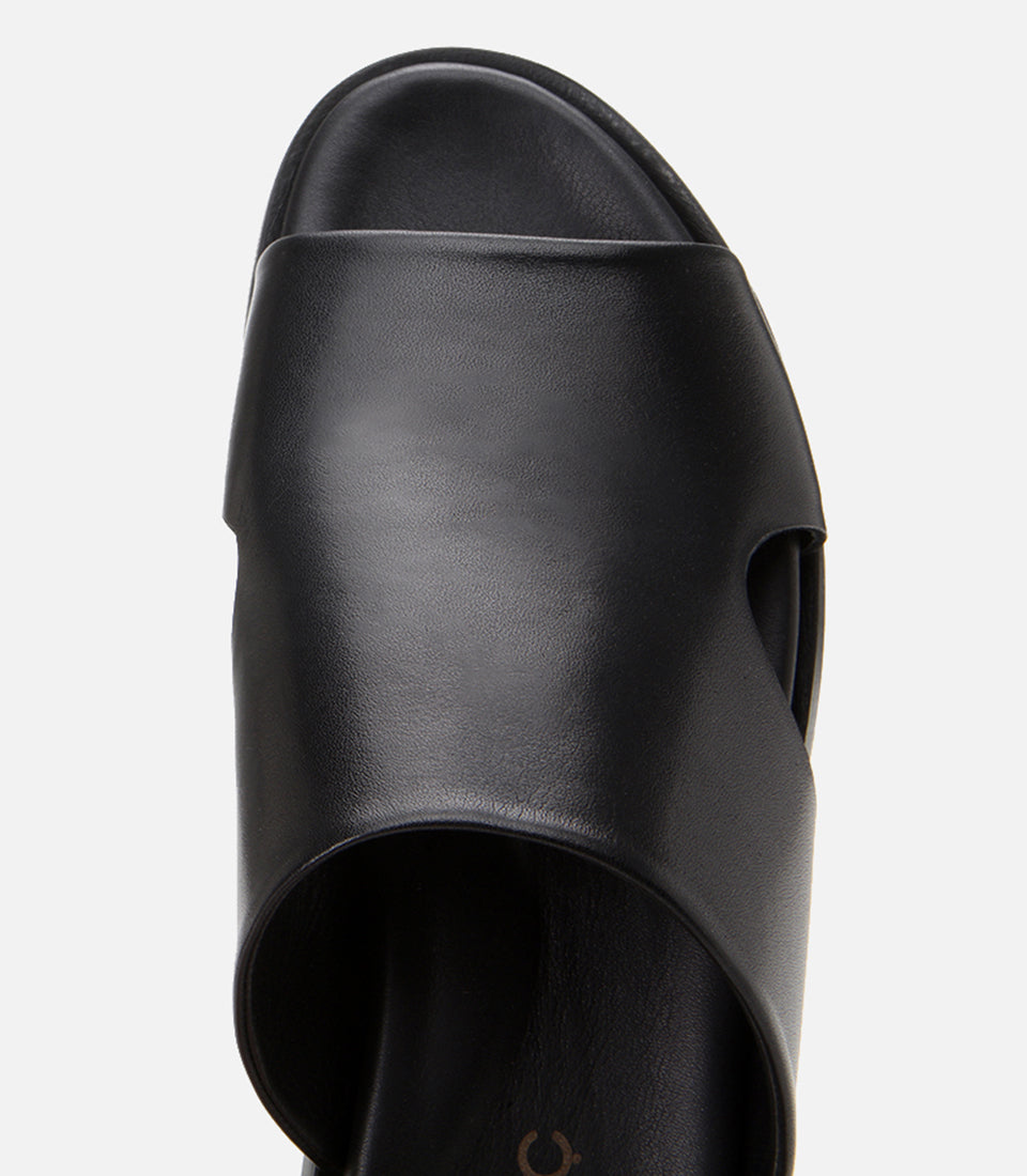 Men's Leather Sliders - Black