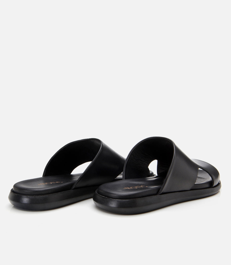 Men's Leather Sliders - Black