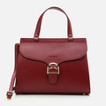 Women's Leather Shoulder Bag - Burgundy