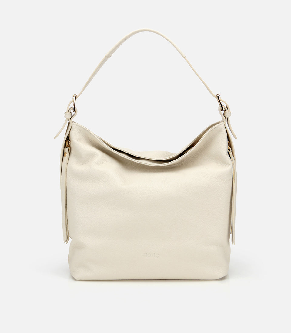 Women’s Genuine Leather Shoulder Bag - Ecru