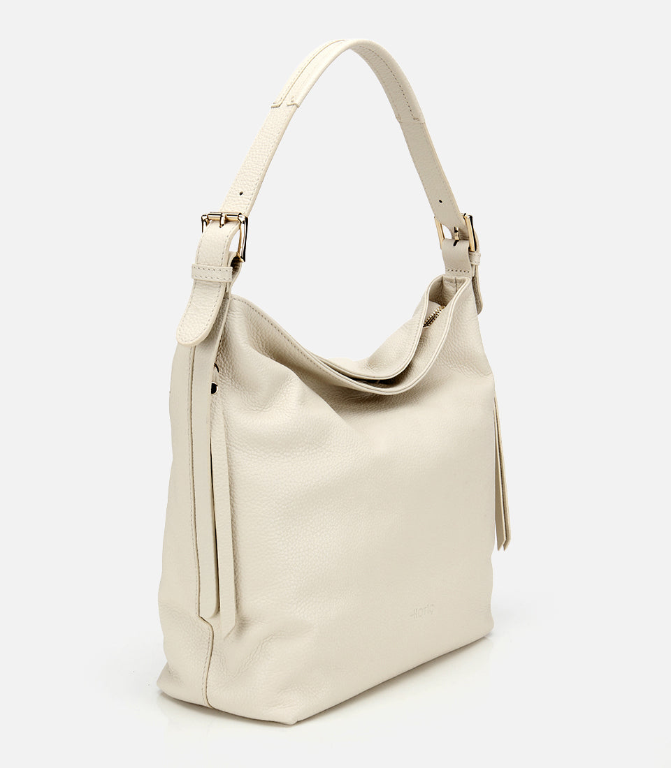 Women’s Genuine Leather Shoulder Bag - Ecru