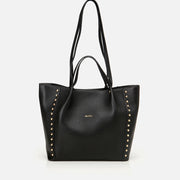 Women’s Leather Studded Tote Bag - Black