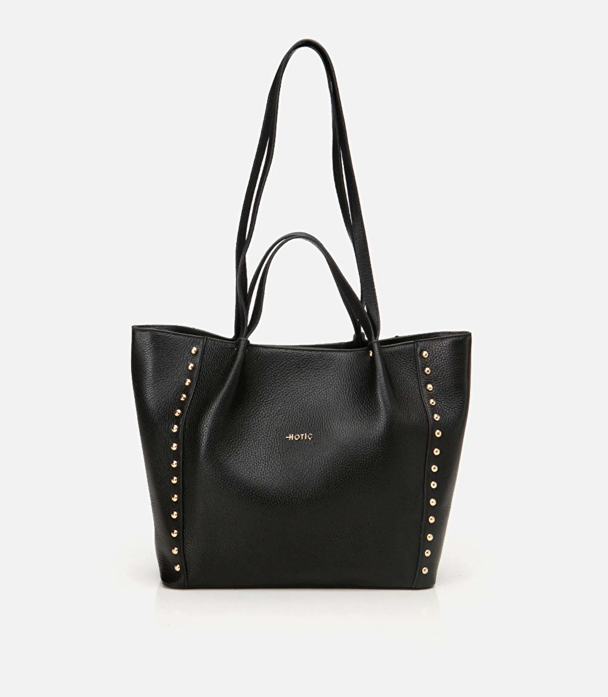 Women’s Leather Studded Tote Bag - Black