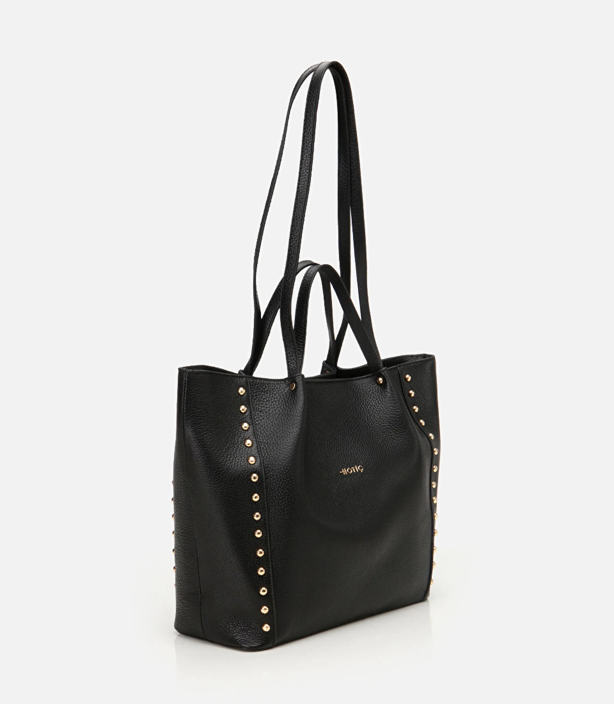 Women’s Leather Studded Tote Bag - Black