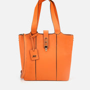 Women's Leather Tote Bag - Orange