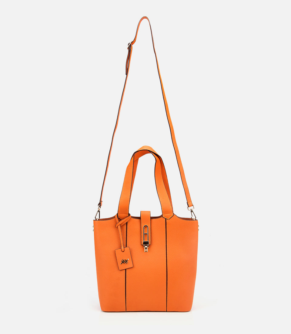 Women's Leather Tote Bag - Orange