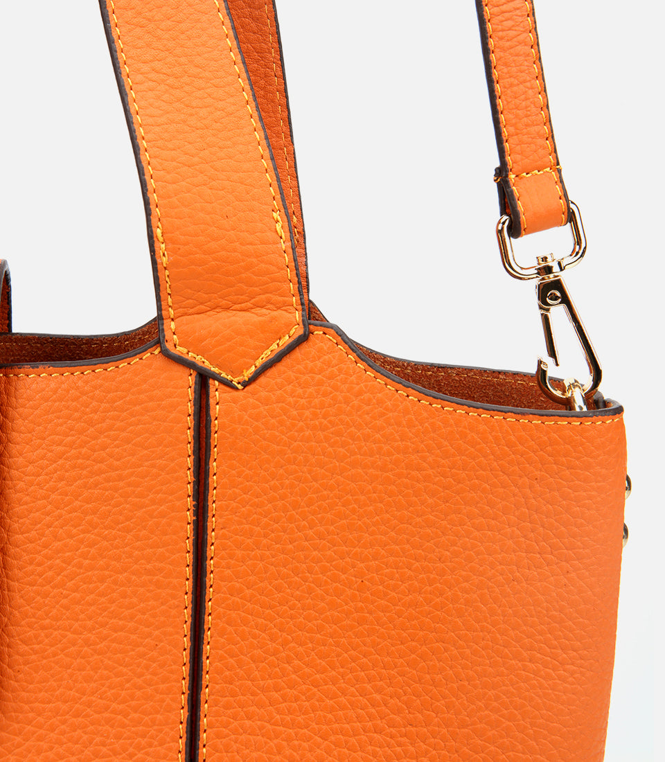Women's Leather Tote Bag - Orange