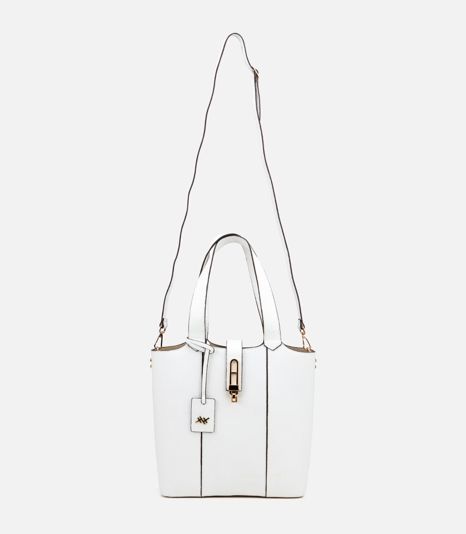 Women's Leather Tote Bag - White