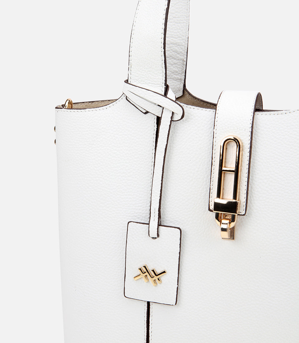 Women's Leather Tote Bag - White