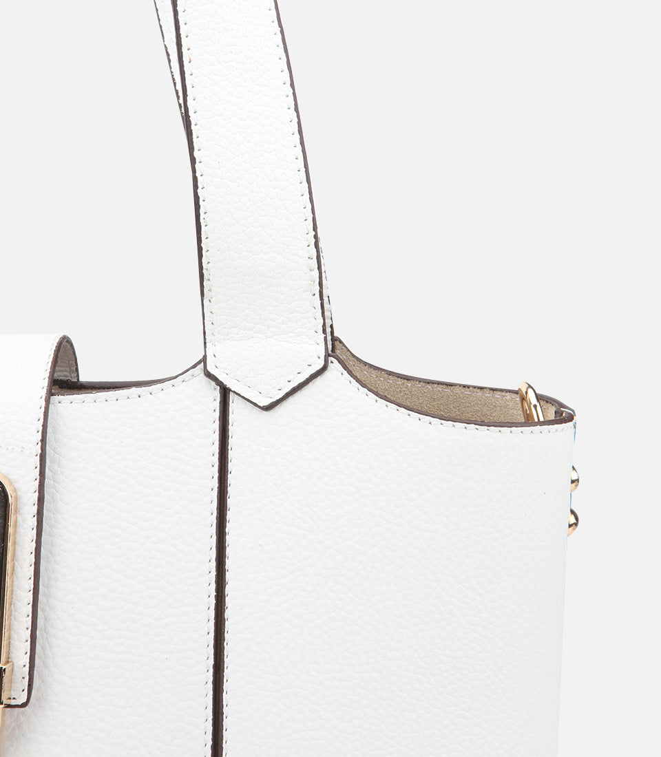 Women's Leather Tote Bag - White