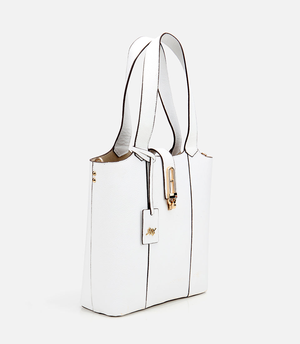Women's Leather Tote Bag - White