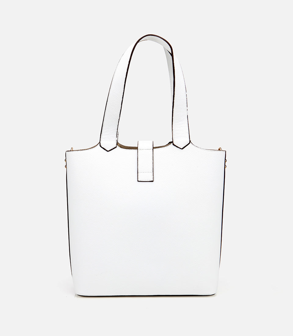 Women's Leather Tote Bag - White