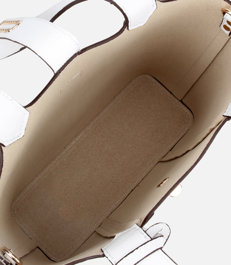 Women's Leather Tote Bag - White