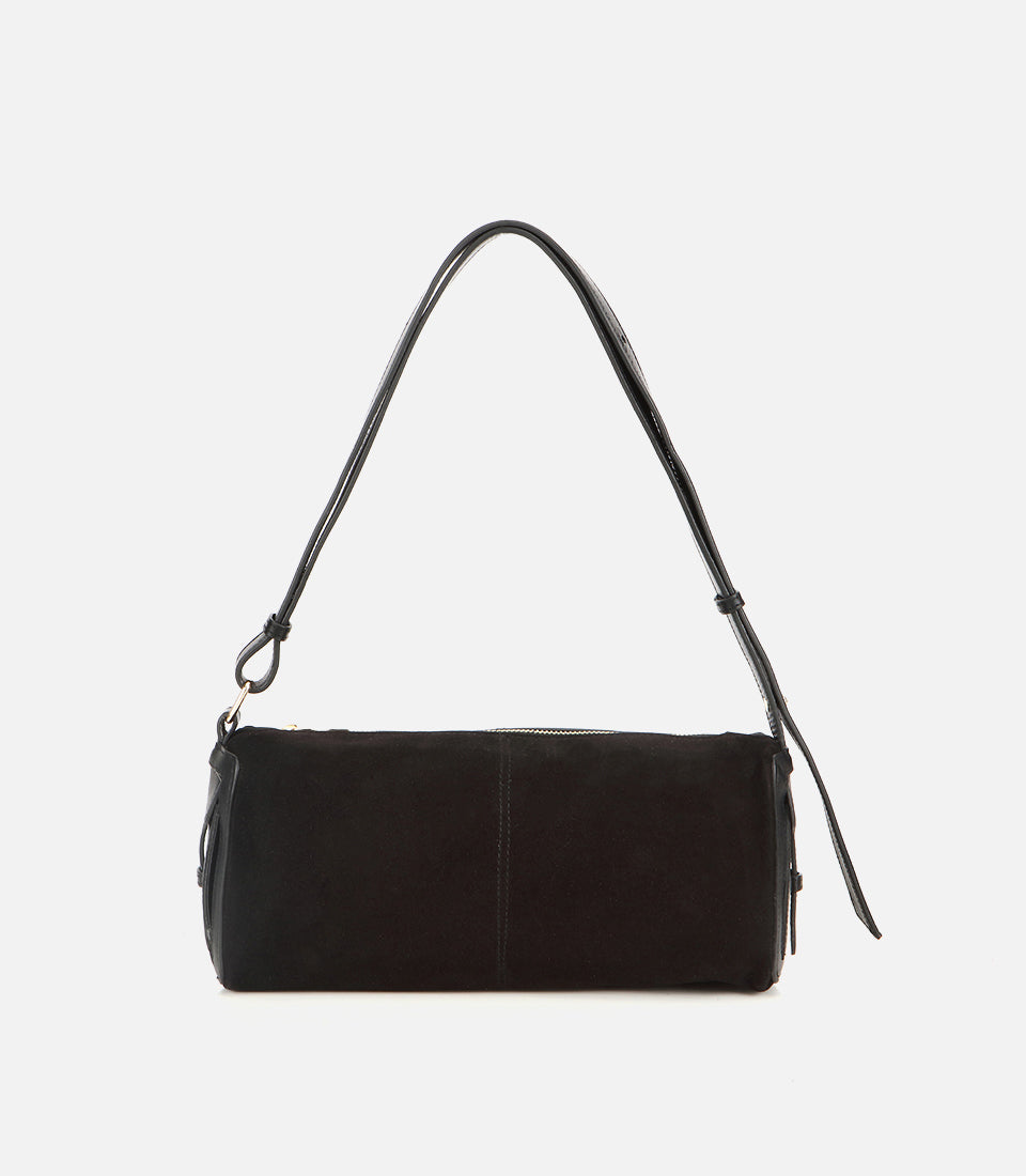 Women's Suede Shoulder Bag - Black