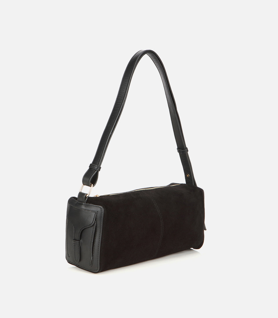 Women's Suede Shoulder Bag - Black