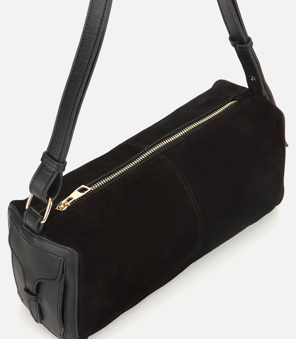 Women's Suede Shoulder Bag - Black