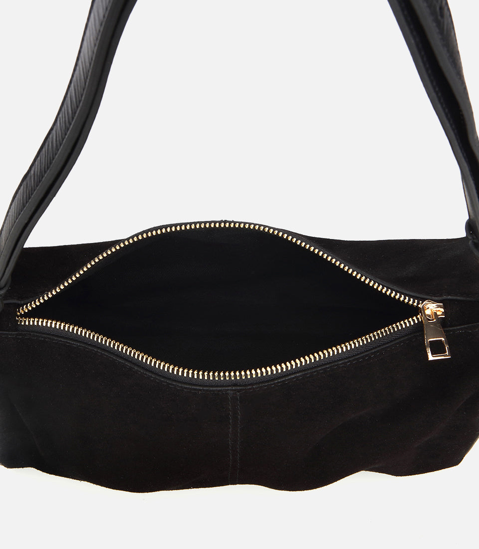 Women's Suede Shoulder Bag - Black