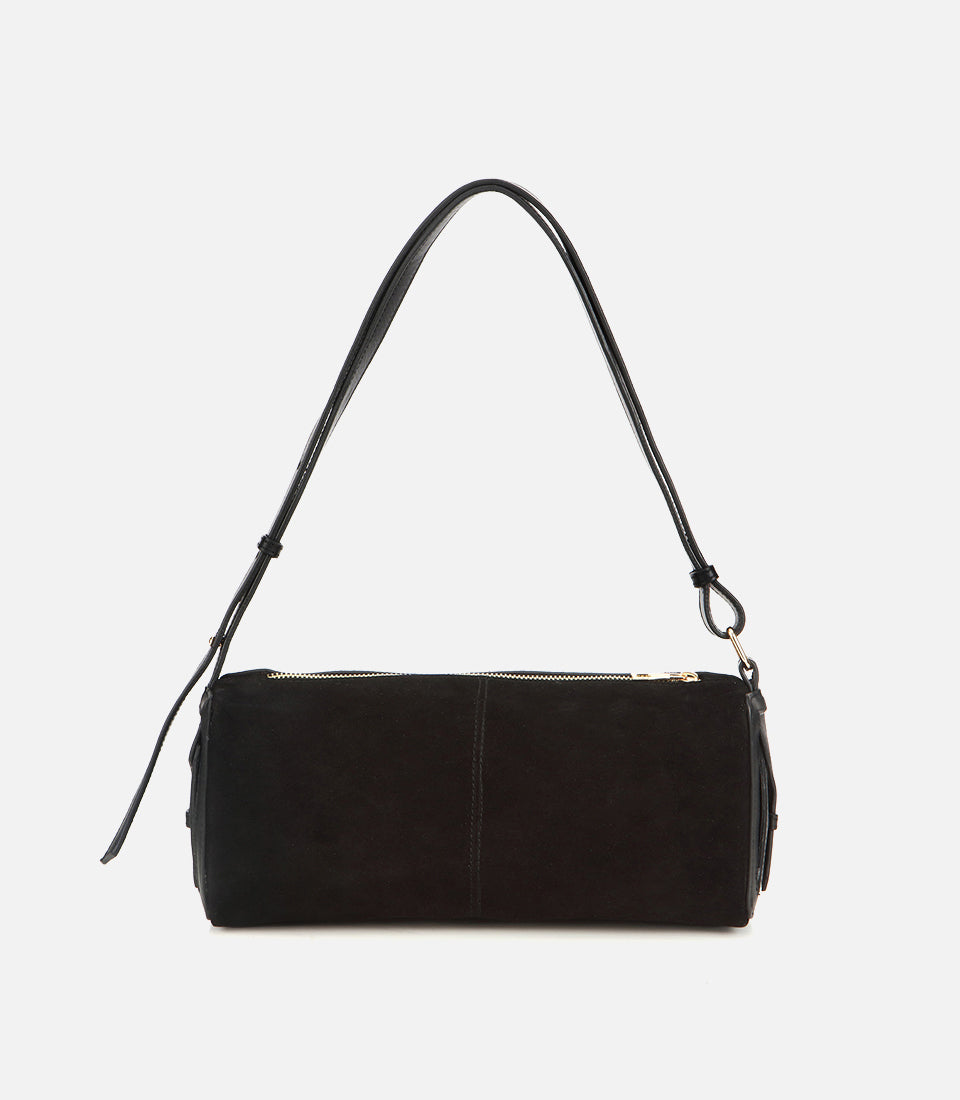 Women's Suede Shoulder Bag - Black