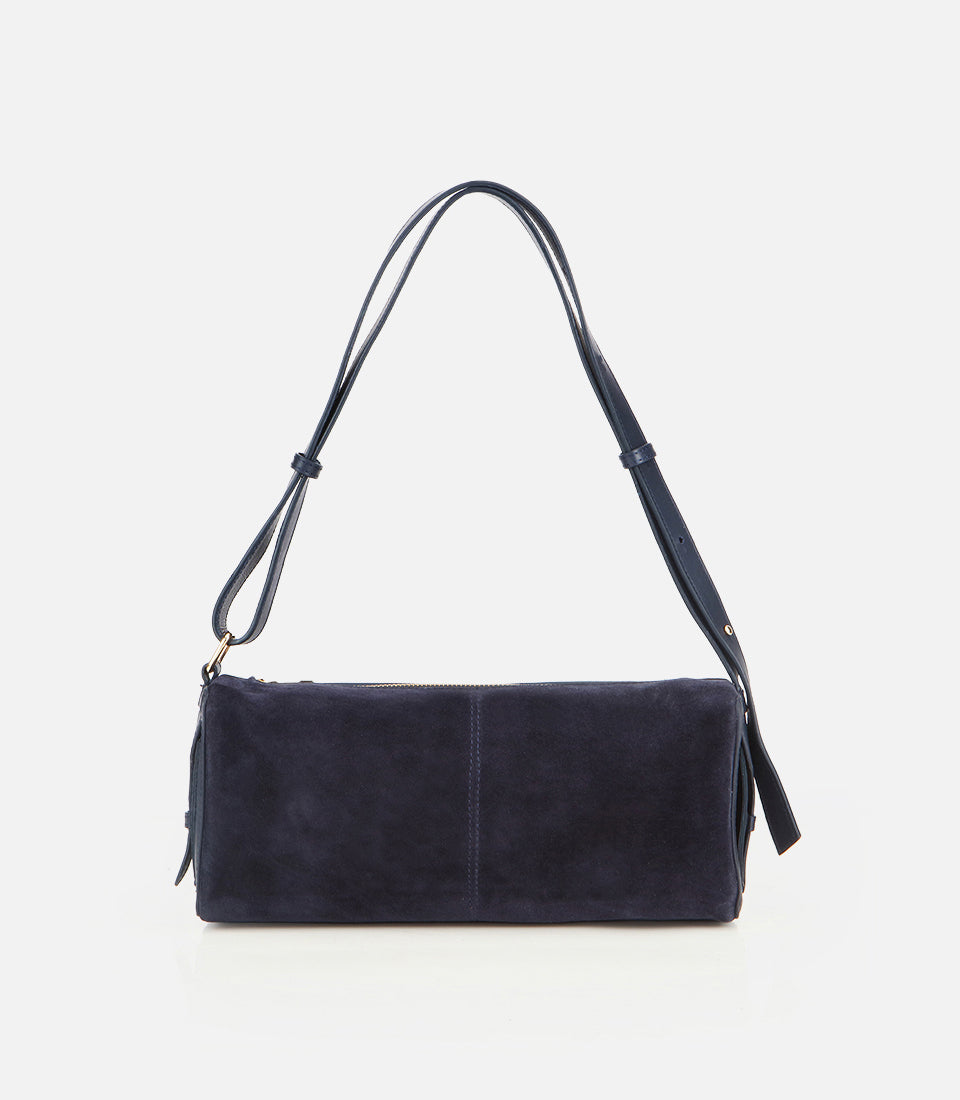 Women's Suede Shoulder Bag - Navy