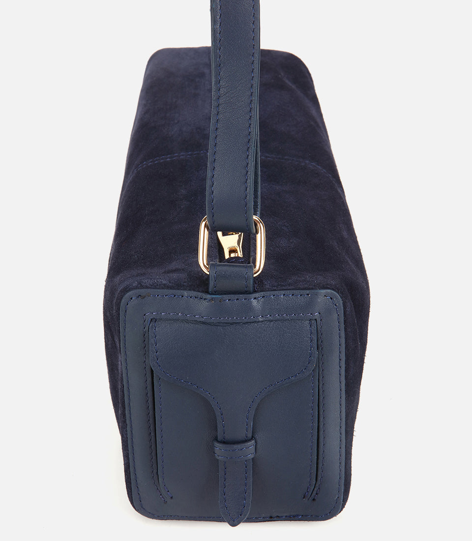 Women's Suede Shoulder Bag - Navy