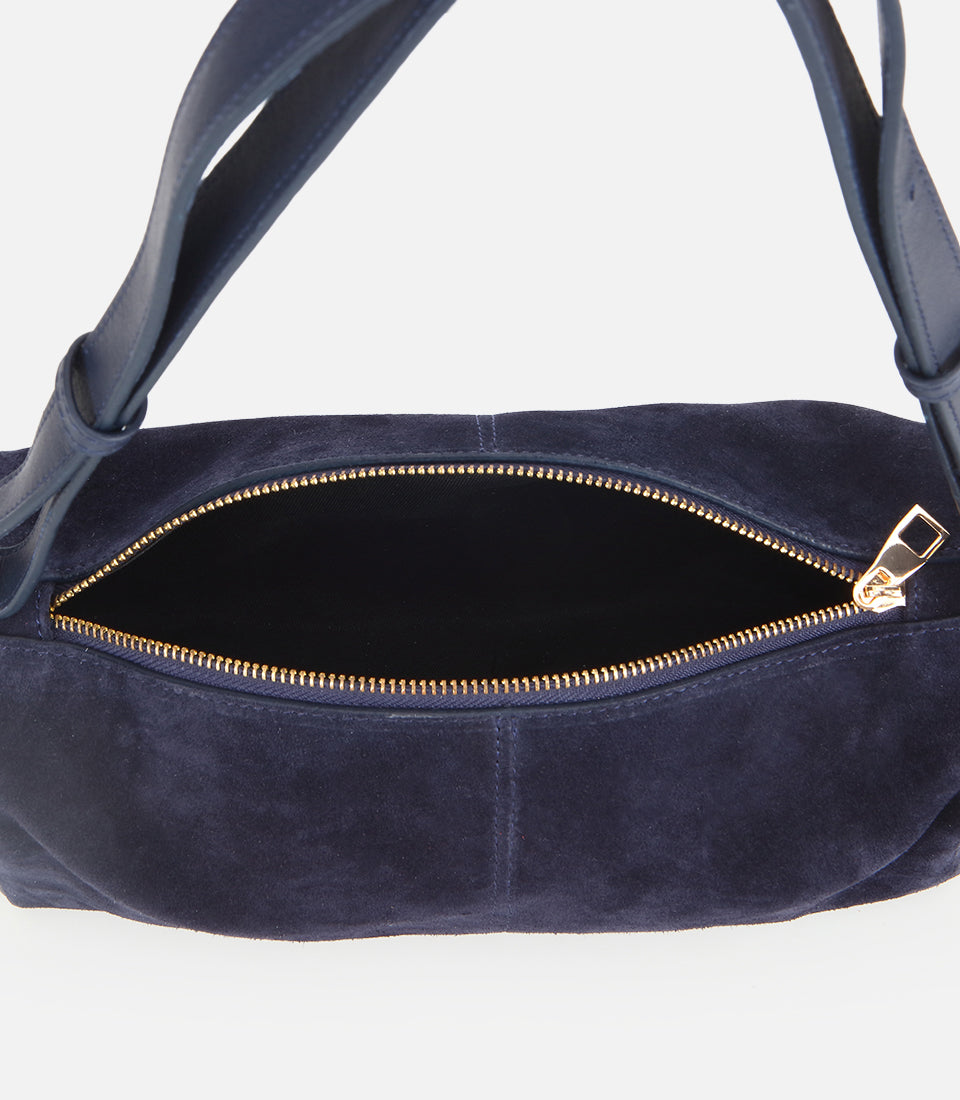 Women's Suede Shoulder Bag - Navy