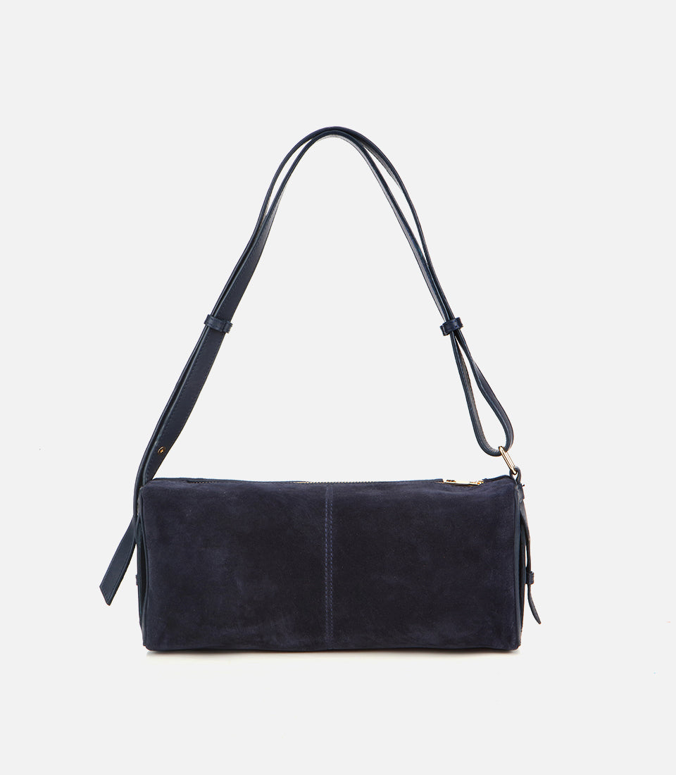 Women's Suede Shoulder Bag - Navy
