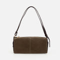 Women's Suede Shoulder Bag - Khaki