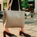 Women's Genuine Leather Handbag - Taupe