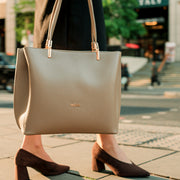 Women's Genuine Leather Handbag - Taupe