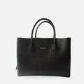 Women's Leather Shoulder Bag - Black