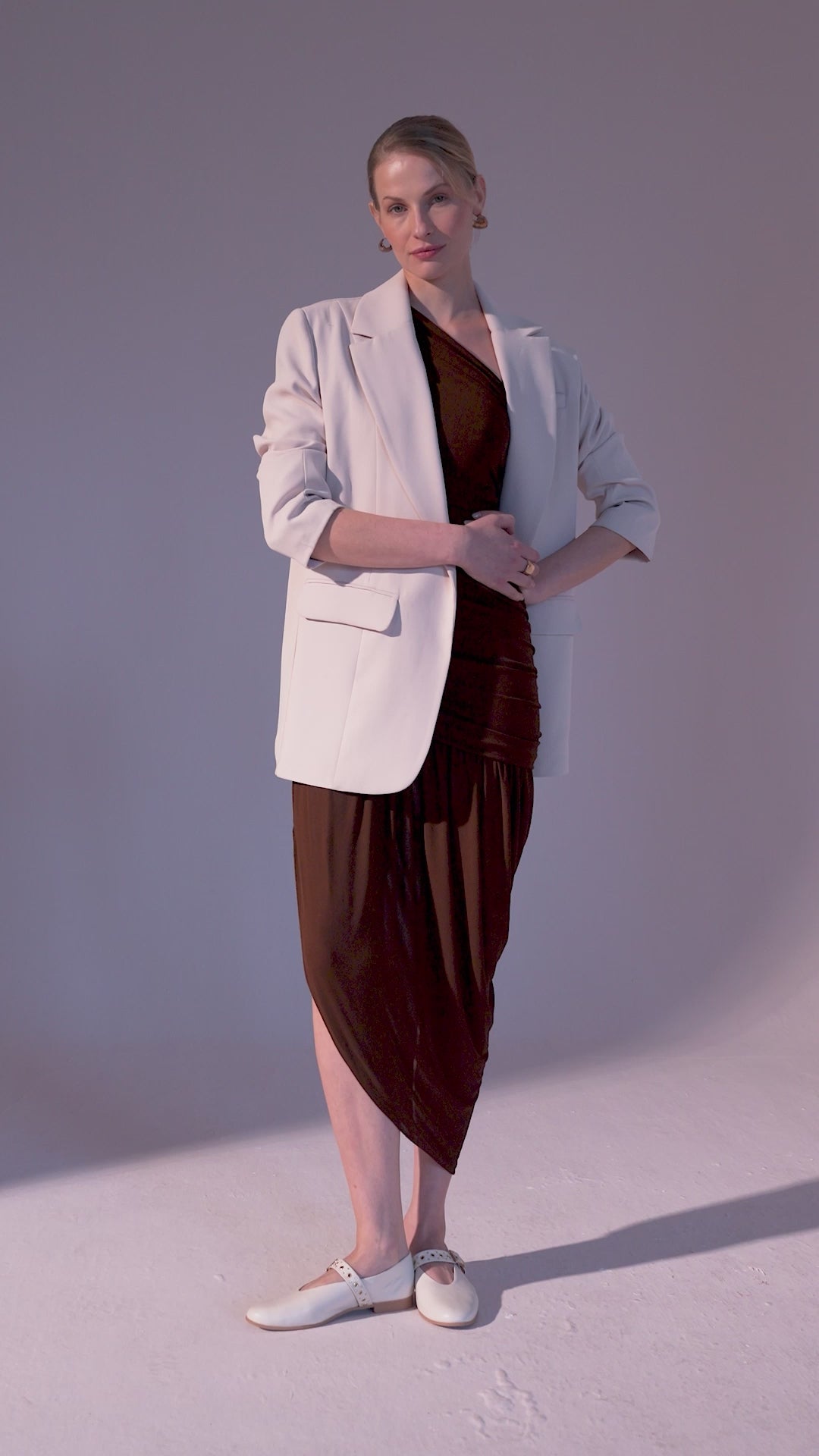 Load video: Women’s Leather Mary Jane Buckle Strap Flats - Ecru